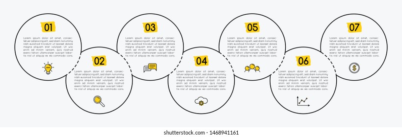 Business infographic with 7 steps. Vector