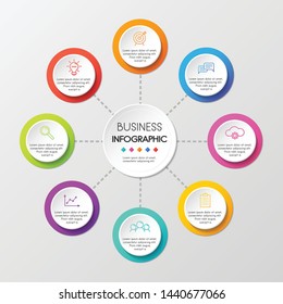 Business infographic with 8 circle elements. Vector