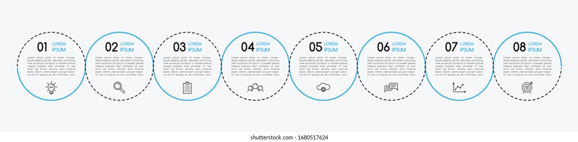Infografía empresarial con 8 opciones. Vector