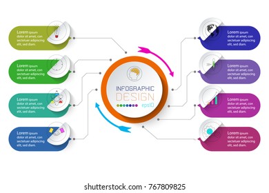 Business infographic with 8 steps.