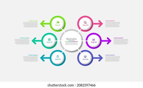 Business infographic abstract background  template circle colorful with 6 step
