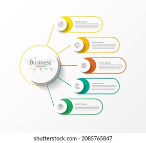 Business infographic abstract background  template circle colorful with 5 step