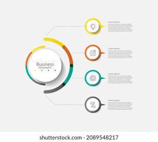 Business infographic abstract background template circle colorful with 4 step