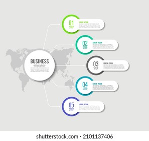 Business infographic abstract background  template circle colorful with 5 step