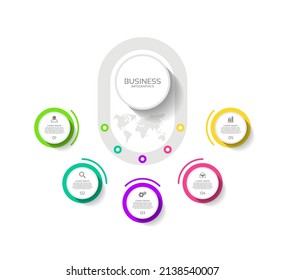 Business infographic  abstract background template circle colorful with 5 step