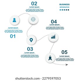 Infografía de negocio, elementos vectores abstractos 5 opciones de diseño para la plantilla de diseño de negocio o de finanzas Vector Stock Illustration.