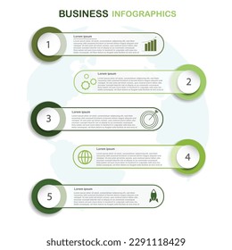 Infografía de negocio, elementos vectores abstractos 5 opciones de diseño para la plantilla de diseño de negocio o de finanzas Vector Stock Illustration.