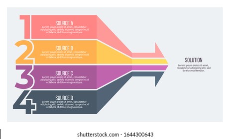 Business infographic arrow. Diagram with 4 steps, number options, sections. Vector process chart.