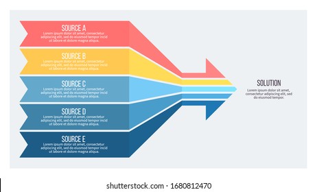 Business infographic arrow. Diagram with 5 steps, number options, sections. Vector process chart.