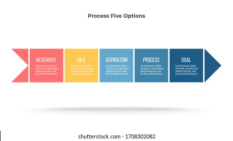 Business Infographic Arrow. Diagram With 5 Steps, Options, Sections. Vector Process Chart.