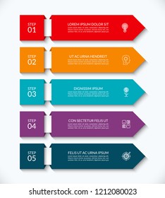 Business infographic arrow template with 5 options. Can be used for diagram, graph, chart, report, web design. Vector illustration