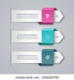 Business infographic arrow template with three options. Vector banner