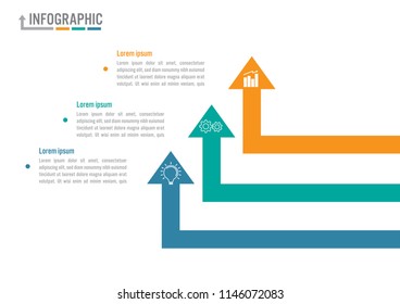 Business infographic arrows template with business icon. Vector illustration
