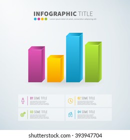 Business infographic bar chart statistics with icons for reports and presentations. Vector illustration. 