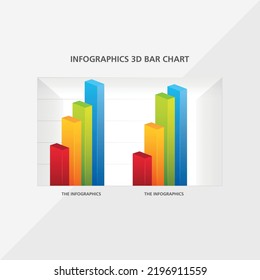 Business Infographic - Bar Chart, Vector Flat Design Graphs With Values And Percentage, Vertical And Horizontal Graph