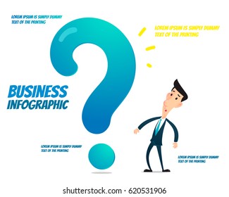 Business infographic - Businessman with a big question mark.