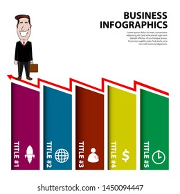 Business infographic with a businessman cartoon - Vector