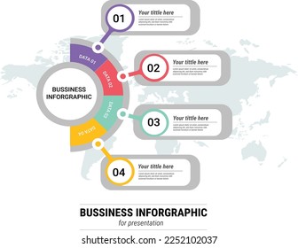 Gráfico de infografía de negocio para planilla de presentación mapa del mundo del esbozo de geometría 
