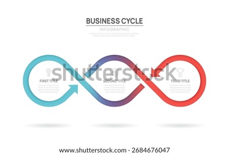 Business infographic chart template. arrow Loop process 3 steps options. presentation with icons Vector illustration.