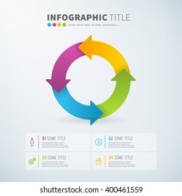 Business infographic circle arrow chart time laps with icons for reports and presentations. Vector illustration. 