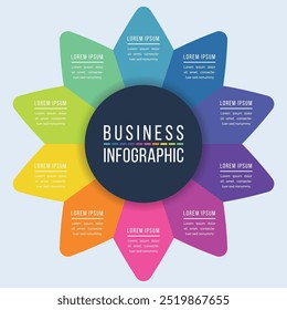 Diseño de círculos de infografía de negocios 10 pasos, objetos, Elementos u opciones infografía Plantilla de información de negocios