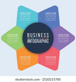 Diseño de círculos de infografía de negocios 6 pasos, objetos, Elementos u opciones infografía Plantilla de información de negocios