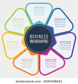 Conception d'un cercle infographique professionnel 7 étapes, objets, options ou  éléments couleur des informations métiers