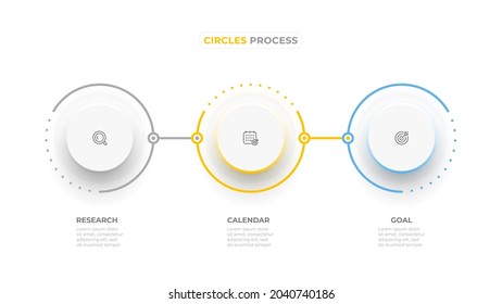 Business infographic circle elements with 3 options or steps. Vector illustration. Can be used for workflow diagram, info chart, web design.