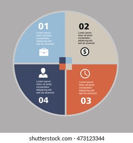 Business infographic circle in flat design. Layout for your options or steps. Abstract pattern for background