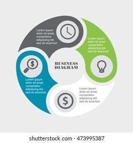Business infographic circle in flat design. Layout for your options or steps. Abstract pattern for background