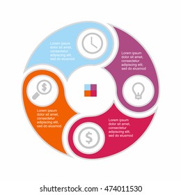 Business infographic circle in flat design. Layout for your options or steps. Abstract pattern for background