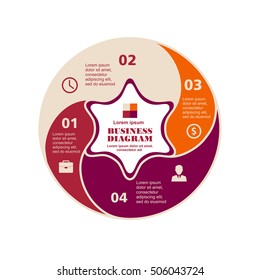 Business infographic circle in flat design. Layout for your options or steps. Abstract pattern for background