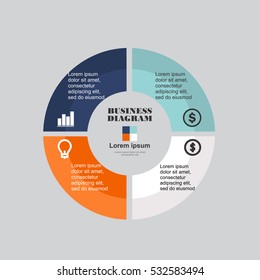 Business infographic circle in flat design. Layout for your options or steps