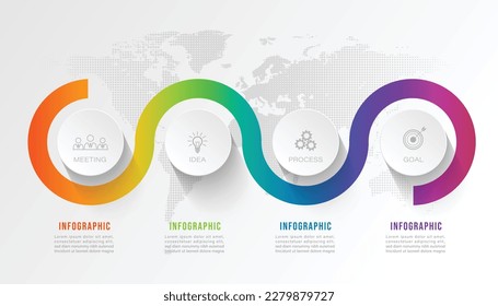 Business infographic circle shape four option, process or step for presentation. Can be used for presentations, workflow layout, banners and web design. Business concept with 4 options, steps, parts.