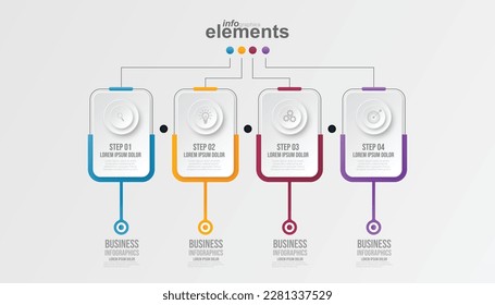 Business infographic circle shape four option, process or step for presentation. Can be used for presentations, workflow layout, banners and web design. Business concept with 4 options, steps, parts.