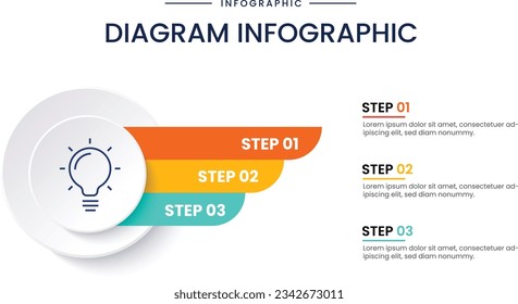 business Infographic Circle Template for Powerpoint with 3 Step or option.