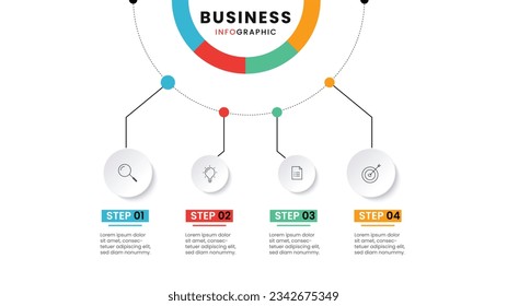 business Infographic Circle Template for Powerpoint with 4 Step or options.