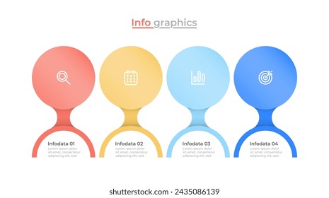 Business infographic. Circles design label with 4 steps, options. Vector illustration. Can be used for workflow diagram, annual report, presentation.