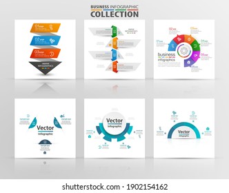 Business infographic collection with options, parts, steps or processes.   Can be used for workflow layout, diagram, number options, web design.