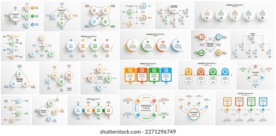 Business infographic collection with options, steps or processes. Can be used for workflow layout, diagram, number options, web design 