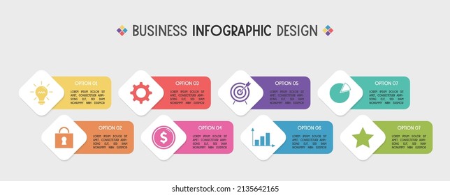 Business infographic with colourful icons. Vector