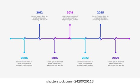 infografía de negocio para la plantilla de calendario de hitos de la empresa con años. Concepto del proceso de desarrollo empresarial