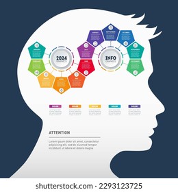 Business Infographic concept with 12 months, parts, steps or processes. Template for presentation or calendar. Timeline with Twelve icons. Transformation plan for the year.