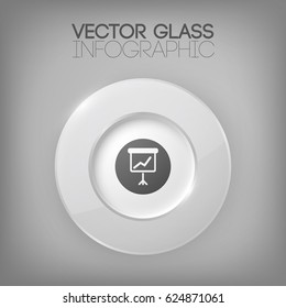 Business infographic concept with glossy glass circle element and business icon in center realistic vector Illustration 