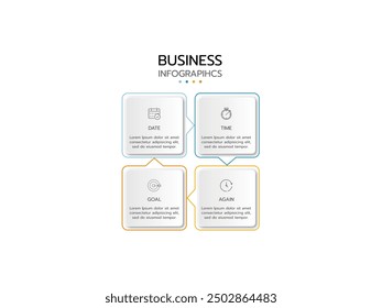 Business infographic. Concept thin line infographic template with 4 steps or options, presentation, process diagram.