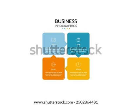 Business infographic. Concept thin line infographic template with 4 steps or options, presentation, process diagram.