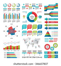 Business infographic concept - vector graphic template of design elements in flat design style for presentation, booklet, website etc. Icons set.