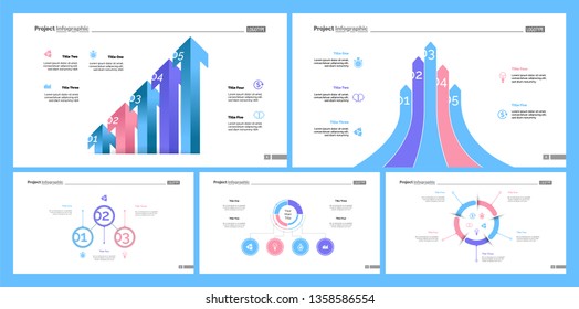 Business infographic creative design set can be used for annual report, web design, workflow layout. Workflow concept. Option, venn, cycle, donut charts, bar graph, flowchart