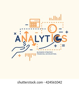 Business infographic data analytics.  Bright modern vector illustration of Analytics and statistics.