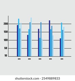Elementos de mercado de datos de infografía empresarial. Icono plano del gráfico aislado. Ilustración vectorial
